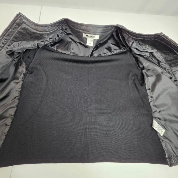 Nygard Collection Leather Sweater Jacket Womens L Black Knit Full Zip 90s Y2K - Picture 9 of 10